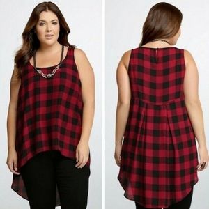 NWT Torrid Plaid Hi Lo Georgette Tank Top